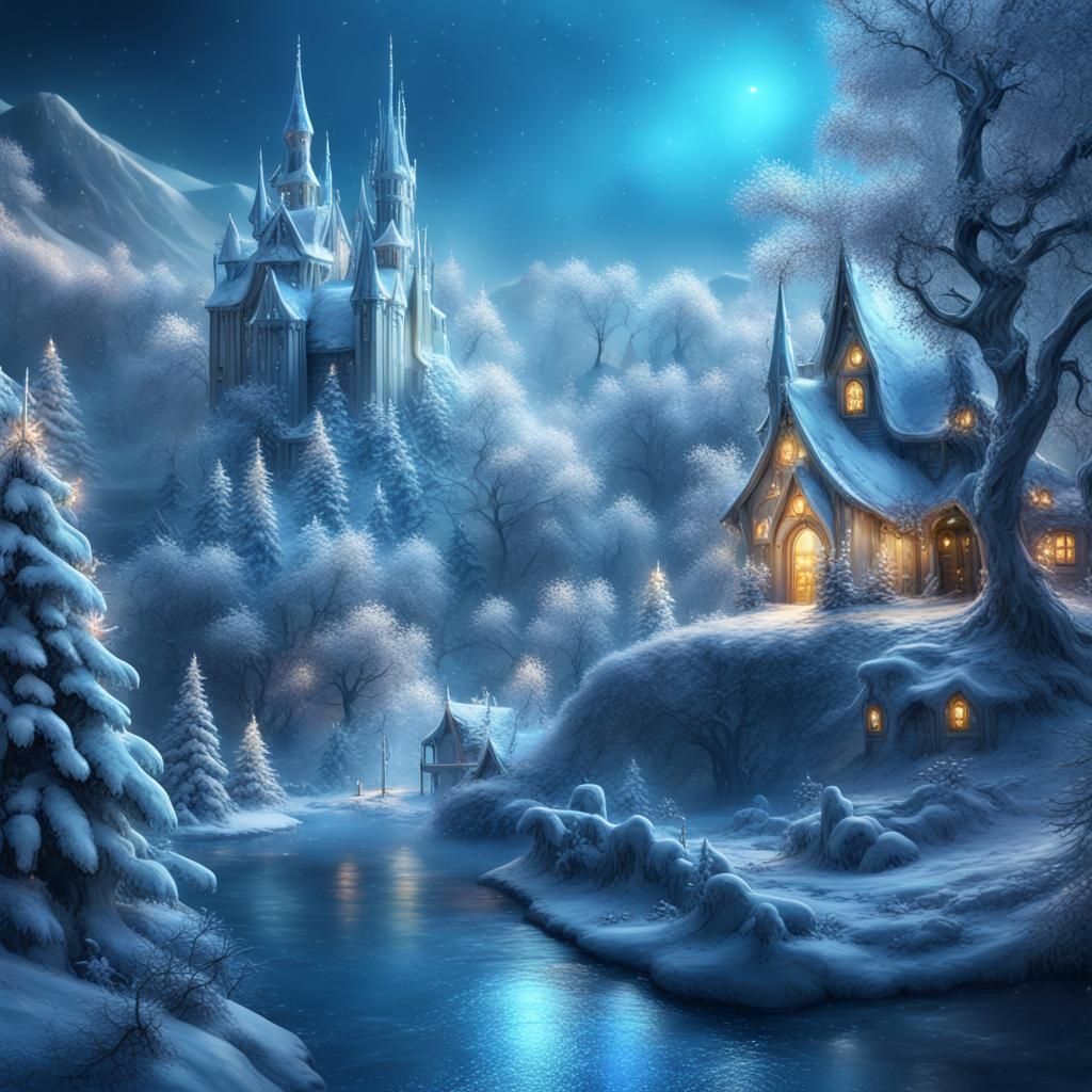 Christmas Fairyland Background in Detailed Matte Painting