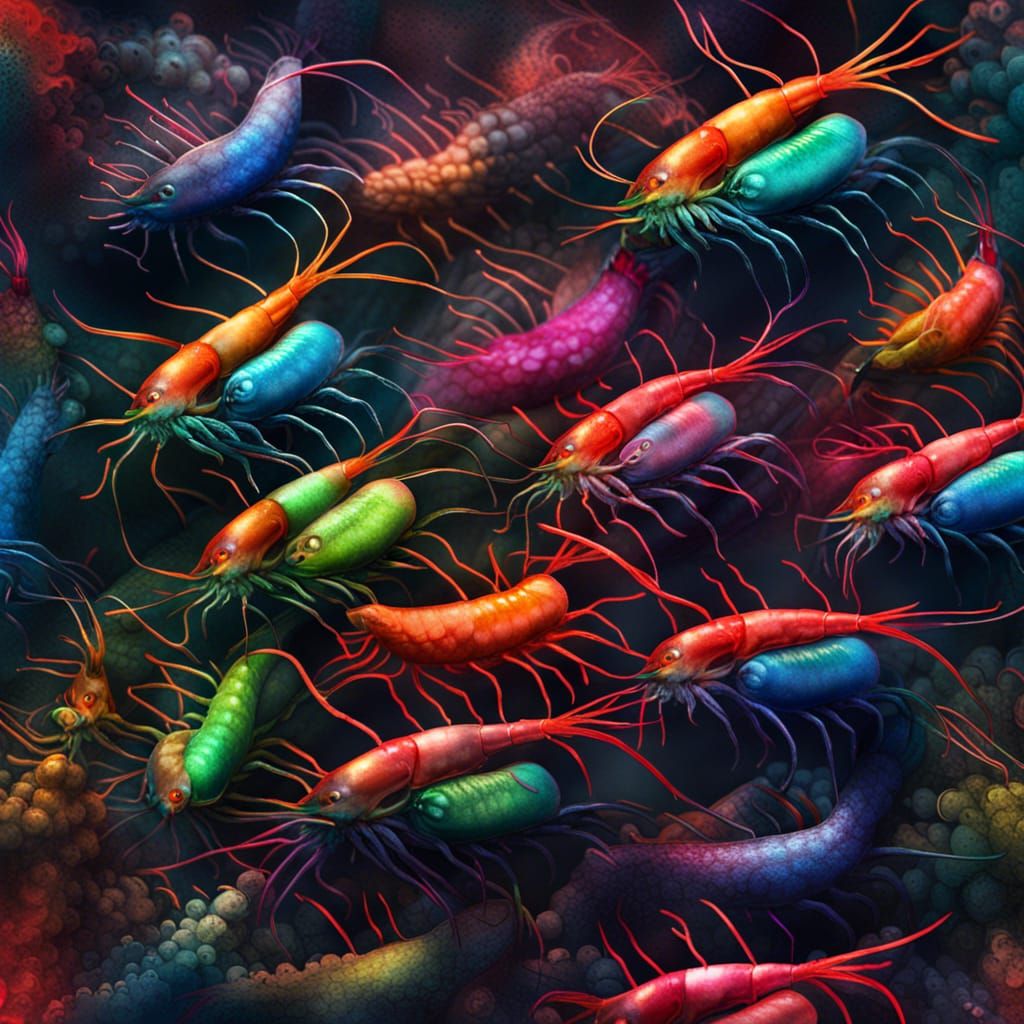 Rainbow Shrimp in a Digital Matte Painting