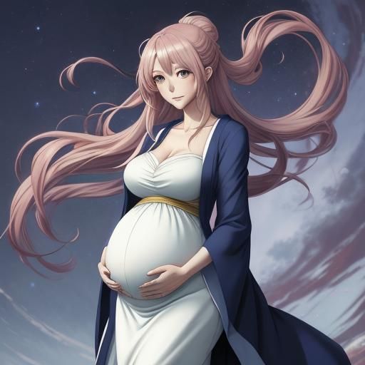 Pregnant Girl in Anime Key Visual Style