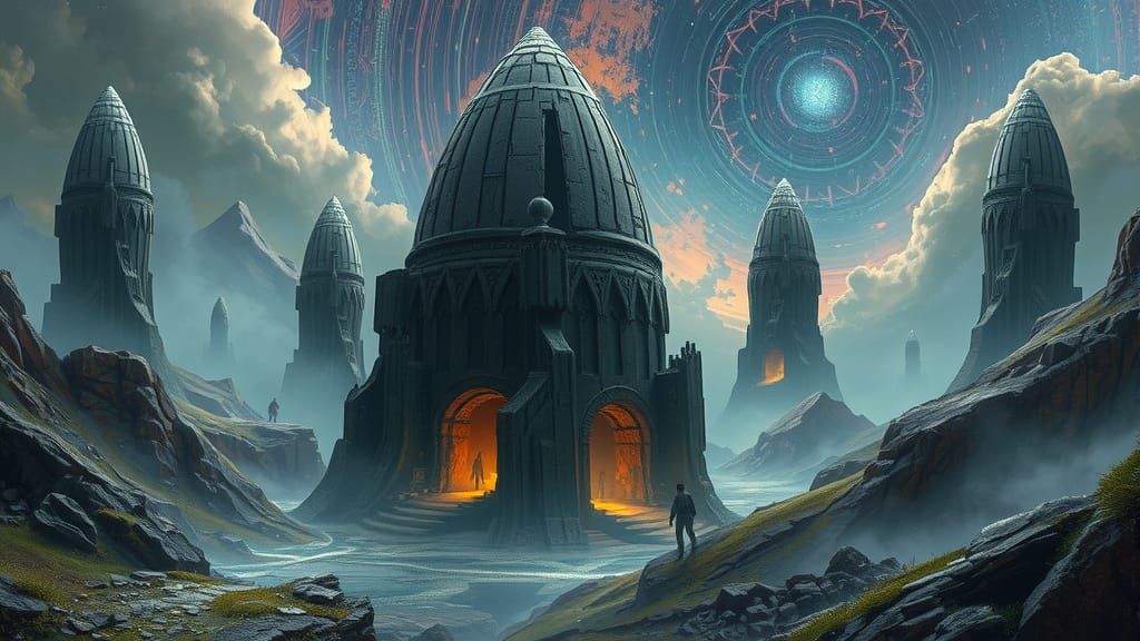 Valley of Universe Tombs in Cosmic Mist