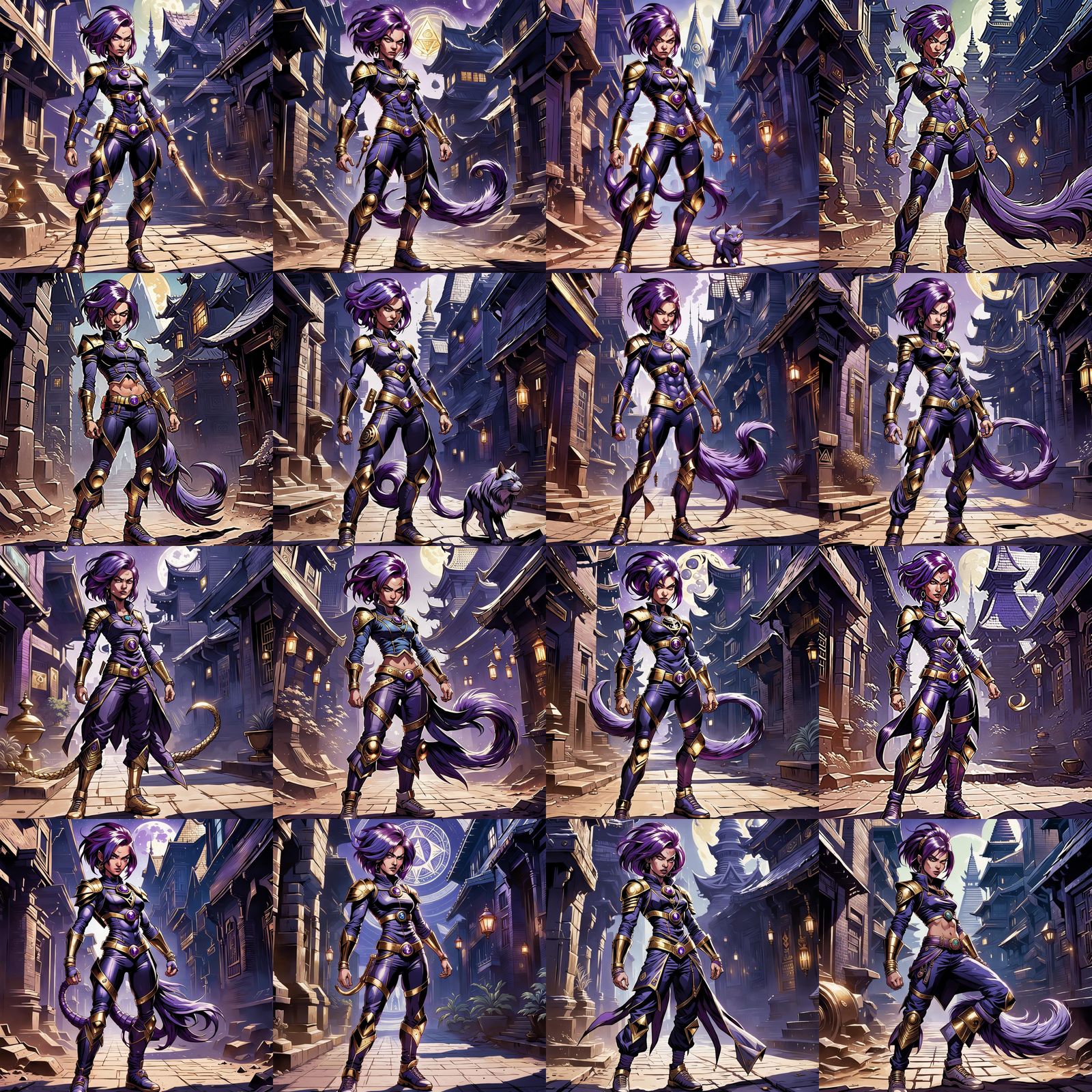 Purple-Haired Saiyan Female with Charm, Comic Book Art