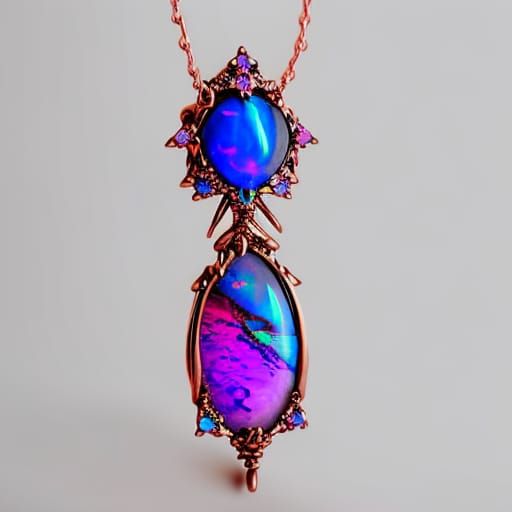 Ethereal gothic rose gold necklace with purple opal pendant ...