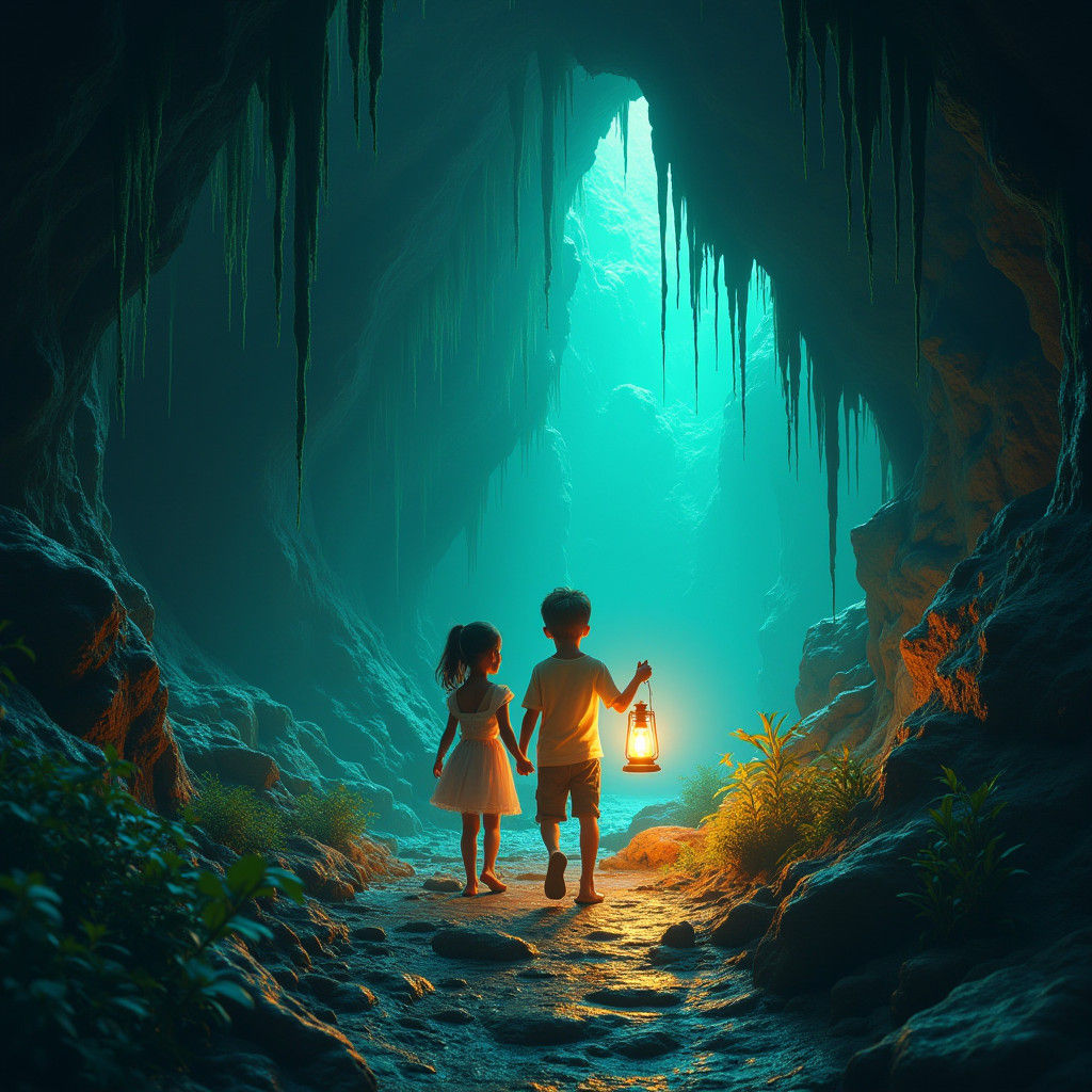 Mystical Malachite Cave Adventure in High-Fantasy Style