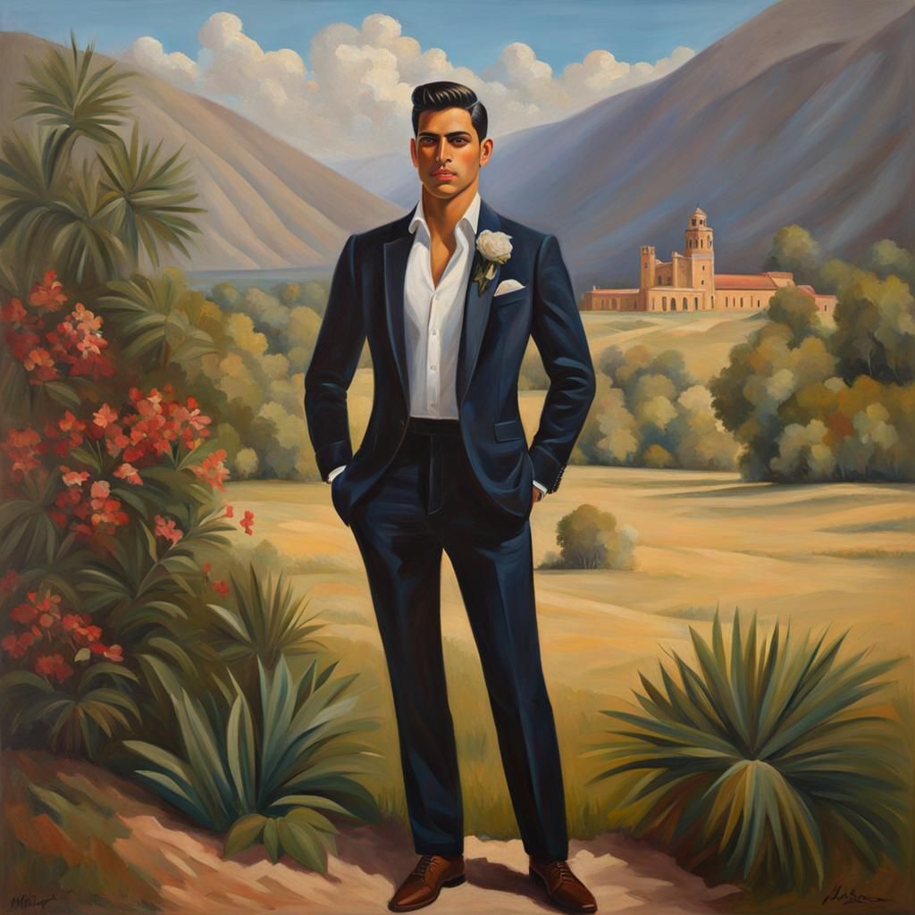 Classy Latino Man Oil Painting Portrait