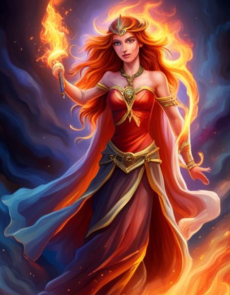 Fiery Goddess: Elemental Power Unleashed
