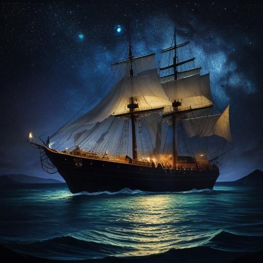 Rose Boat on Starry Sea: Gothic Impressionism