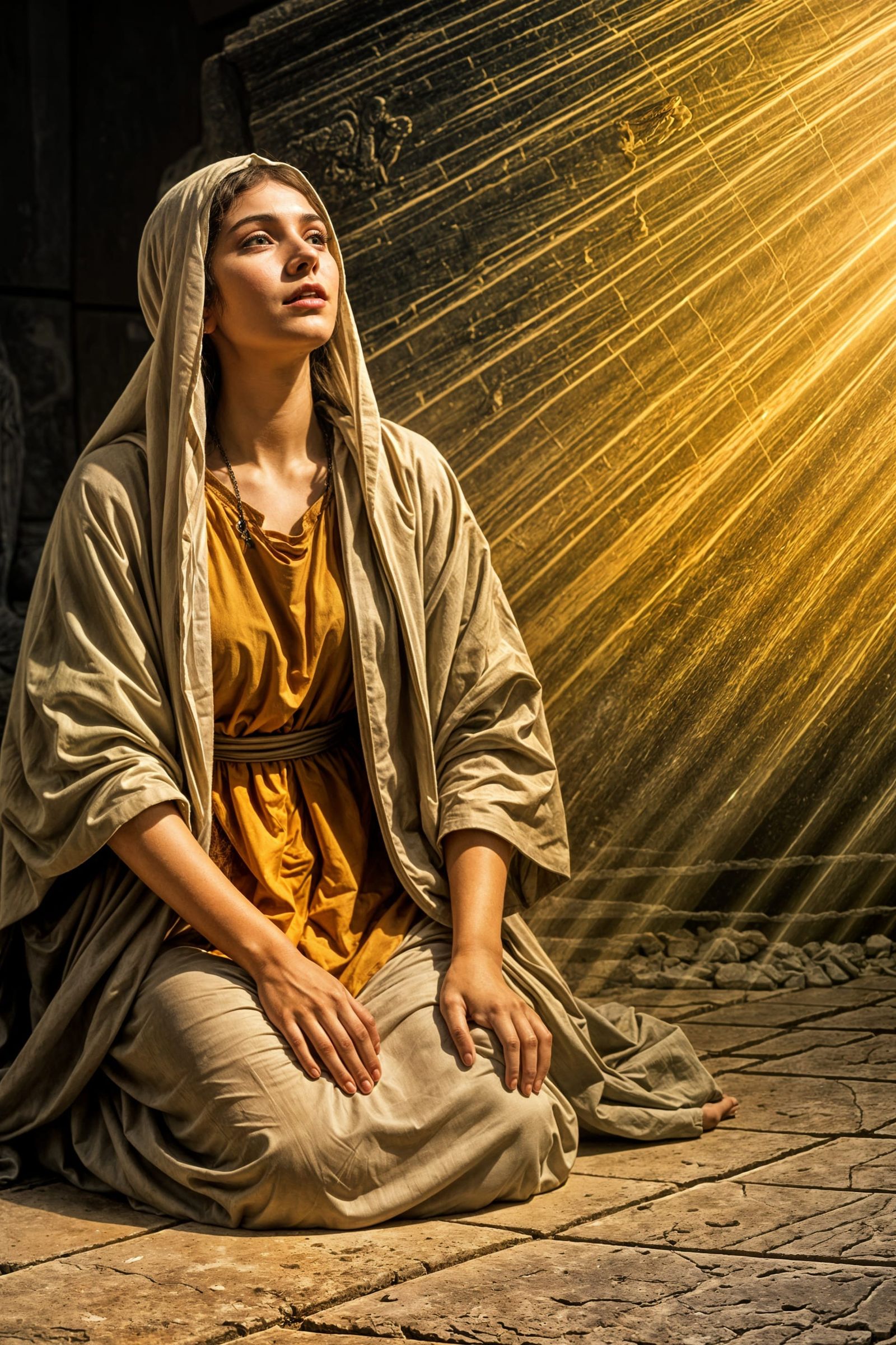 Ancient Israelite Handmaid Surprised by Angel in the Night