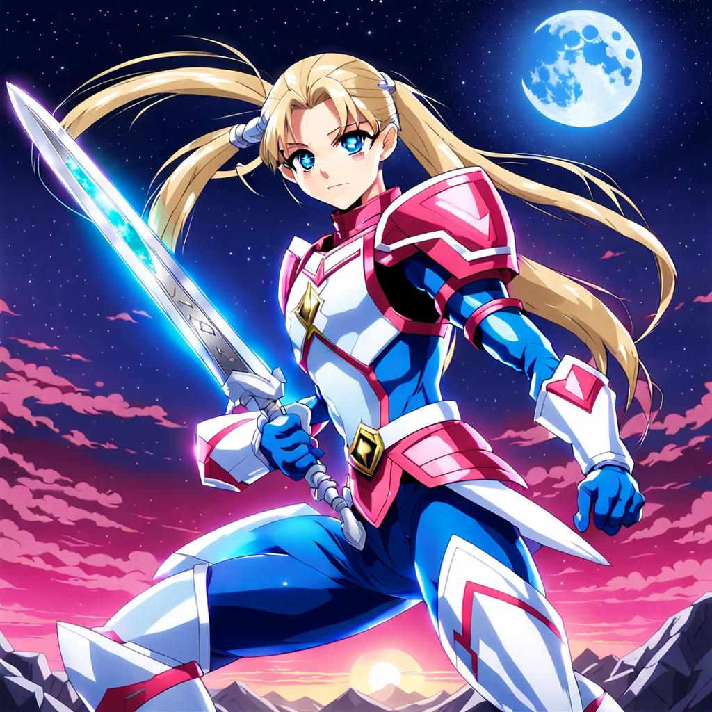 Anime Female Warrior in Power Ranger Armor