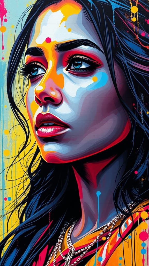 Vibrant Indian Beauty in Street Art Style