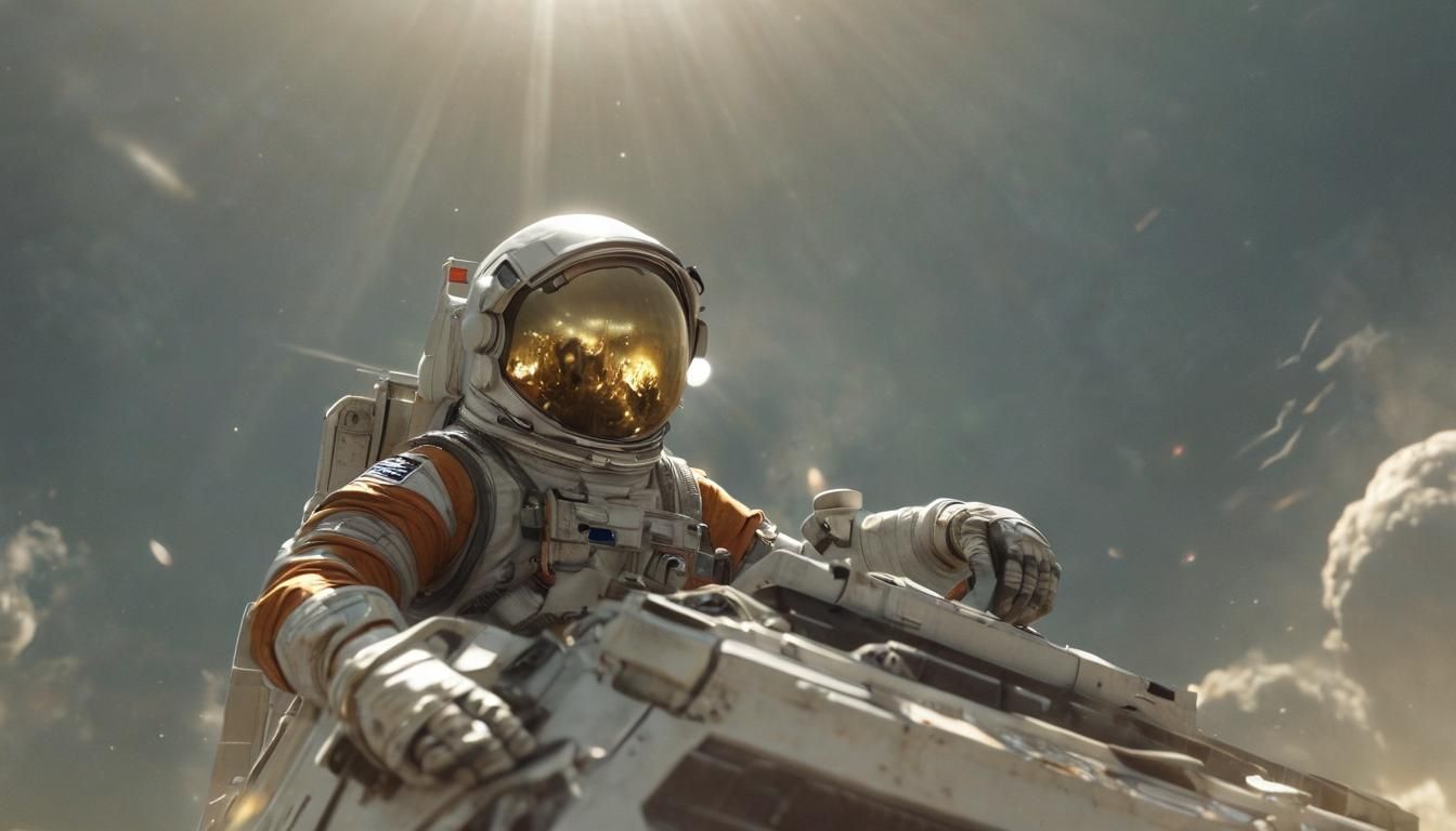 Astronaut Repairs Spaceship During Solar Flare