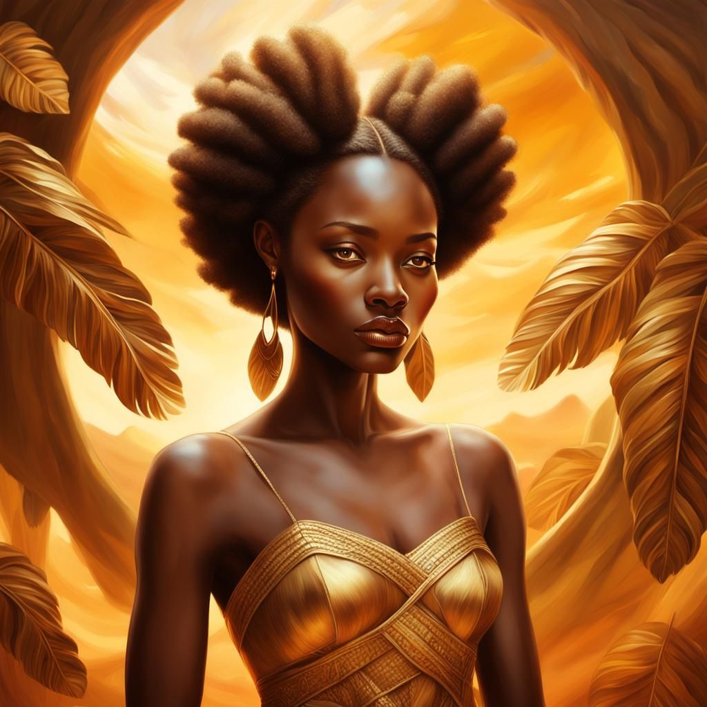 Beautiful African Woman Portrait in Afrofuturism Style