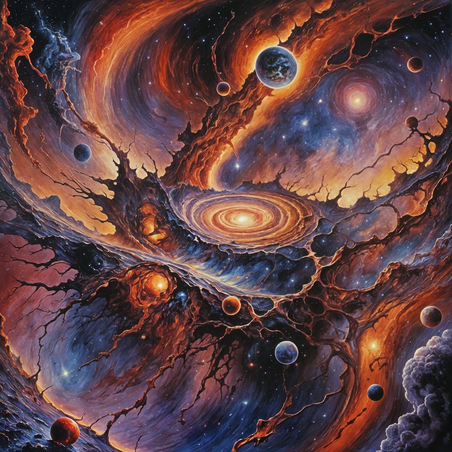 Surreal Melting Galaxy Inspired by Beksinski and Dali