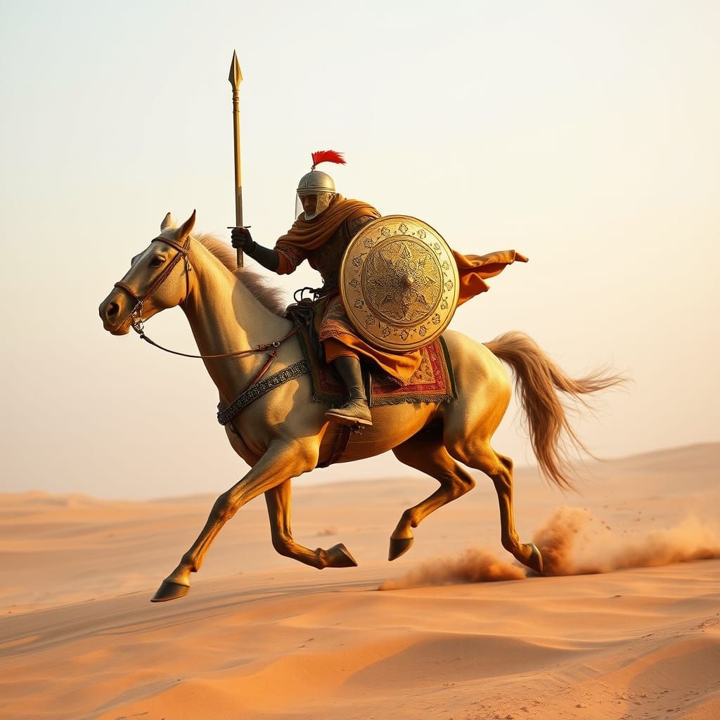 Egyptian Mamluk Warrior Rides Across the Desert