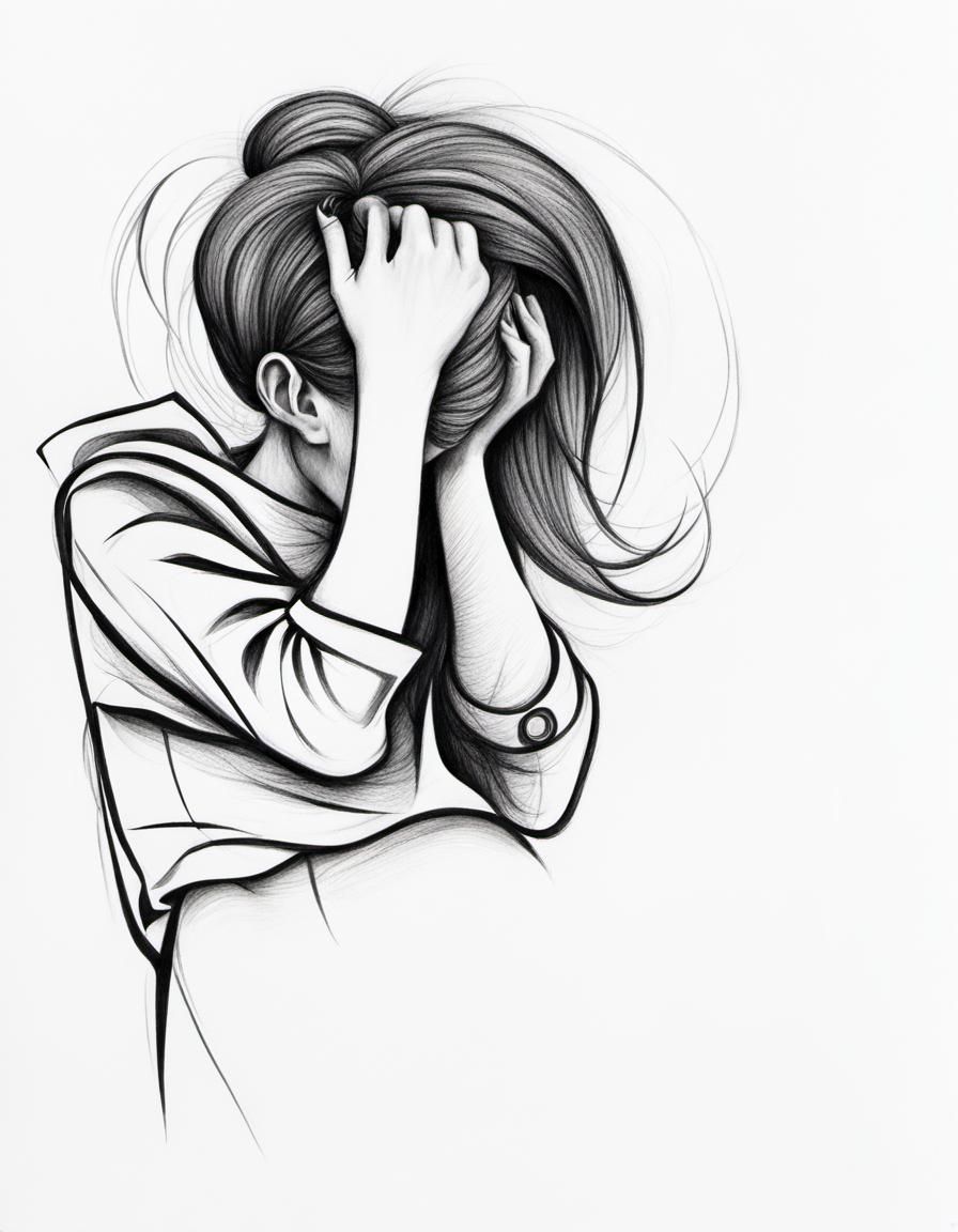 Mysterious Pencil Sketch of Overthinking Chaos