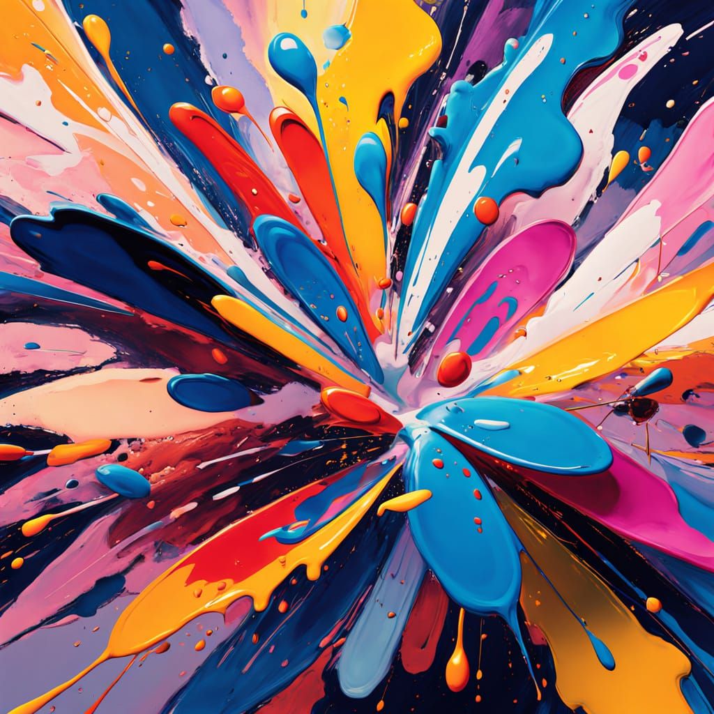 Vibrant Liquid Splashes in Abstract Expressionism