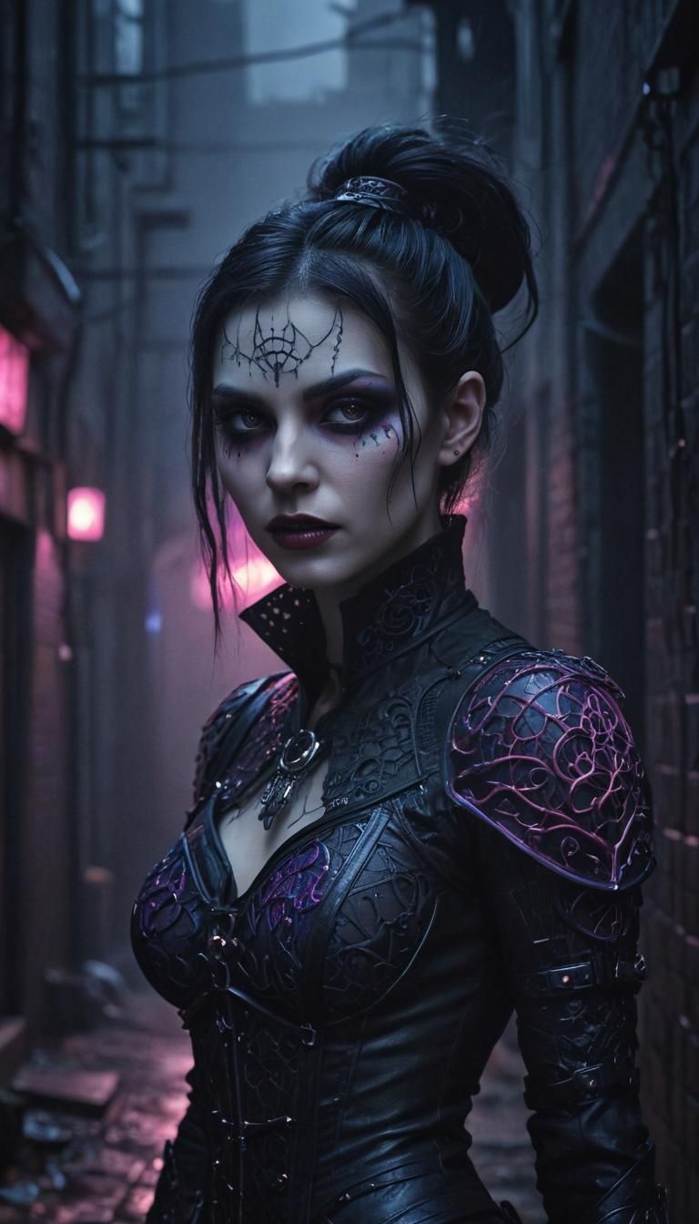 Cyberpunk Vampire with Cybernetic Prosthetics in Gothic Art