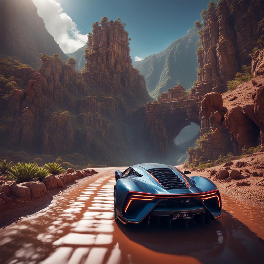 Supercar in Peru: Detailed Matte Painting