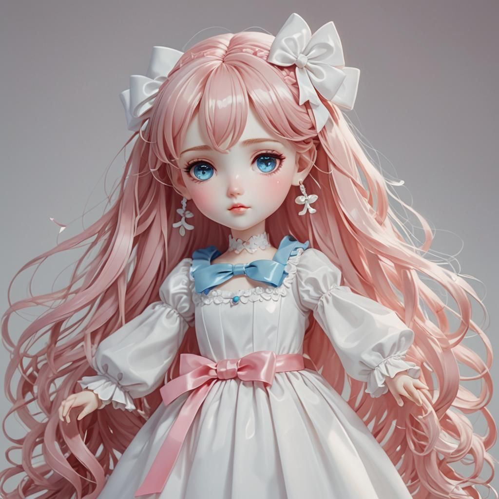 Cute Porcelain Doll in Anime Key Visual Style