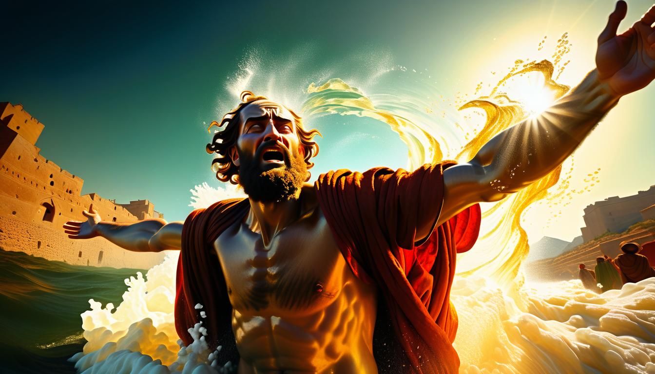 Moses Parts Red Sea in Baroque Oil Painting