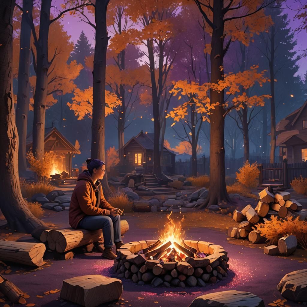 Fantasy Autumn Night by Firelight