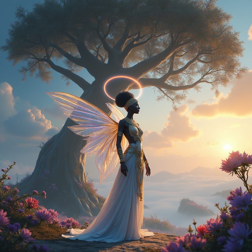 Nubian Goddess in Vibrant Fantasy World