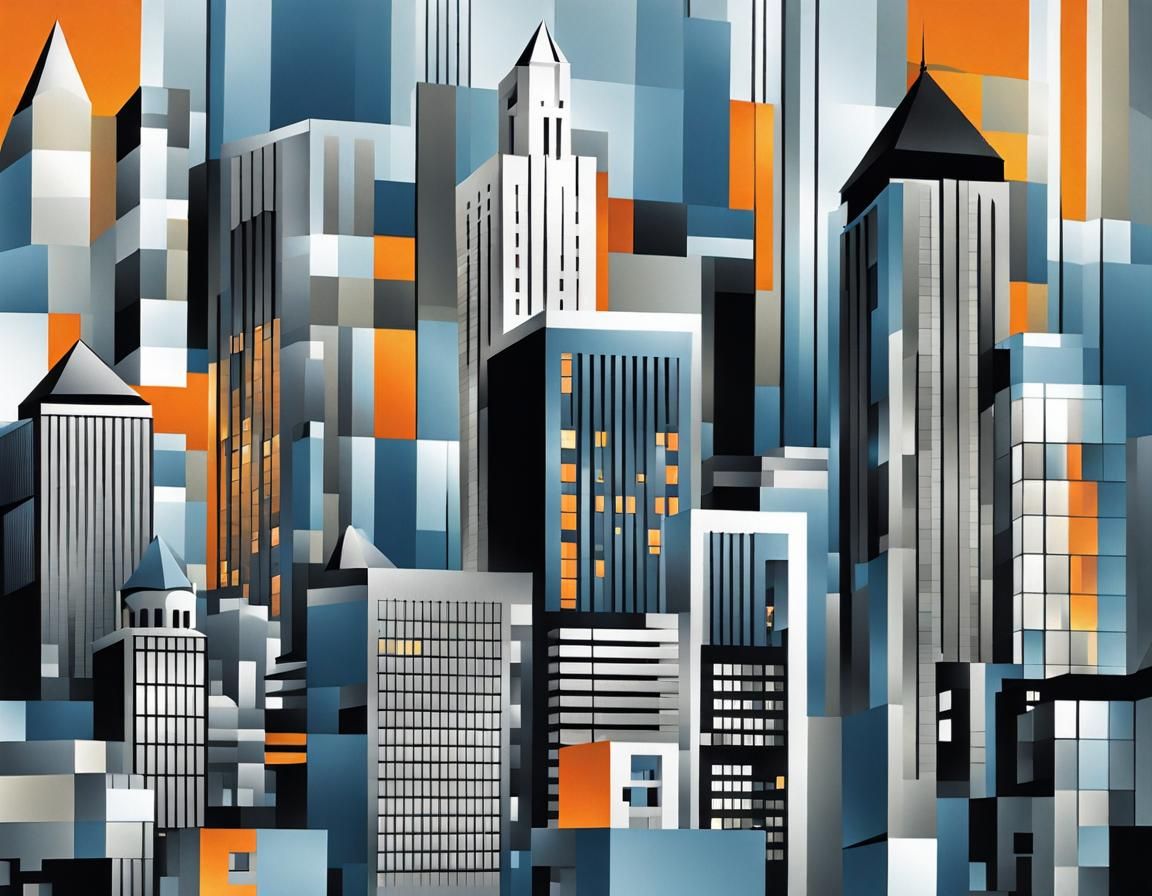 Manchester Skyscrapers in Cubist Style