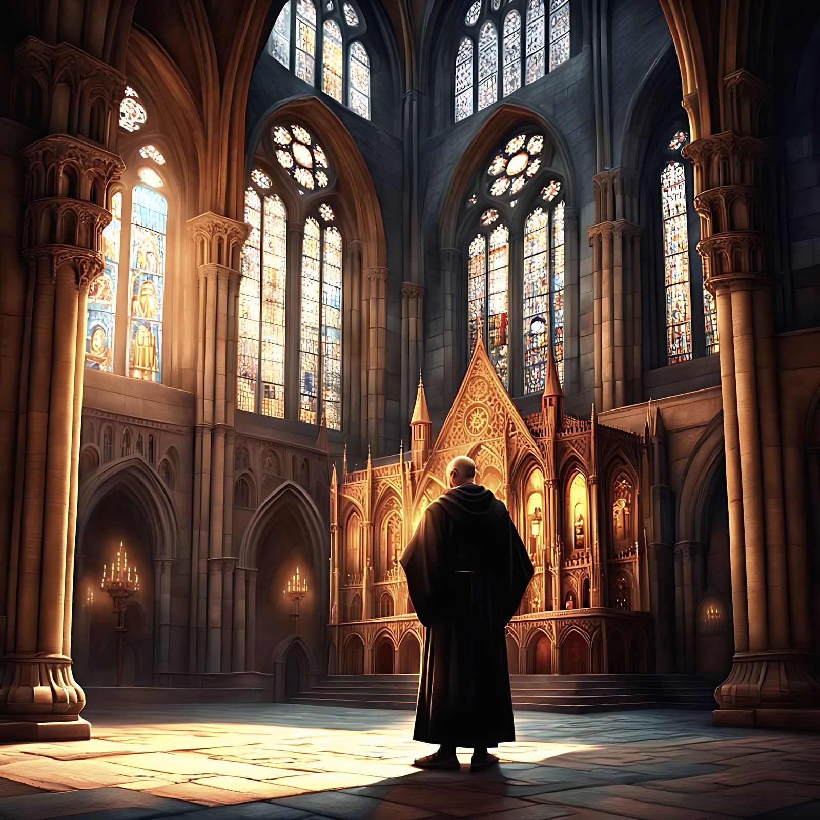 Mystical Monk Book Cover with French Cathedral