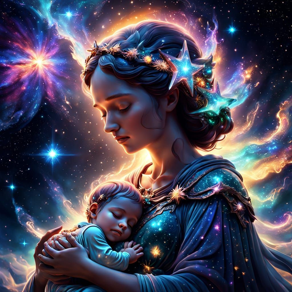 Celestial Mother Goddess Holds Newborn Star in Her Hands in ...