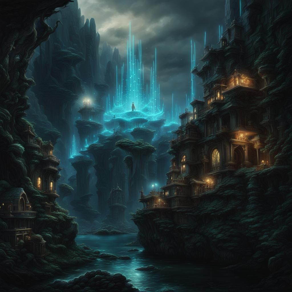 Epic Bioluminescence Digital Matte Painting