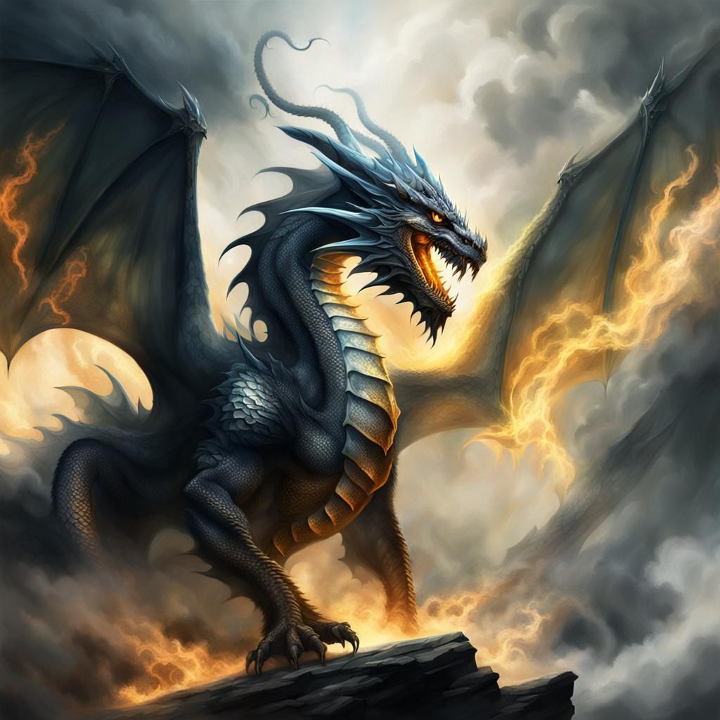 Majestic Smoke Dragon in Volumetric Lighting