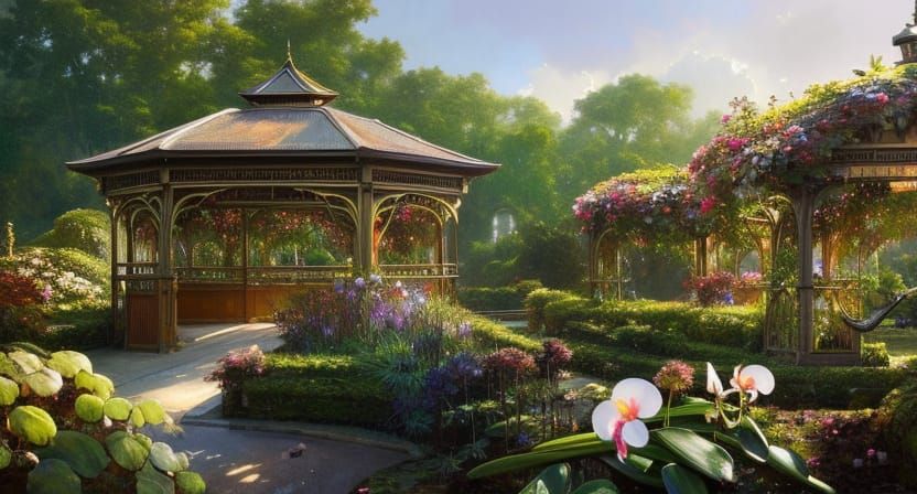 Magical Garden Gazebo in Dark Fantasy Style