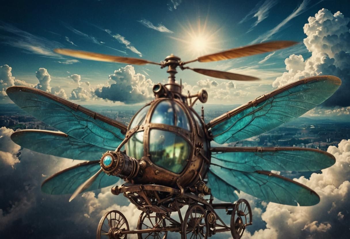 Steampunk Dragonfly Ornithopter in Macro HD Photography