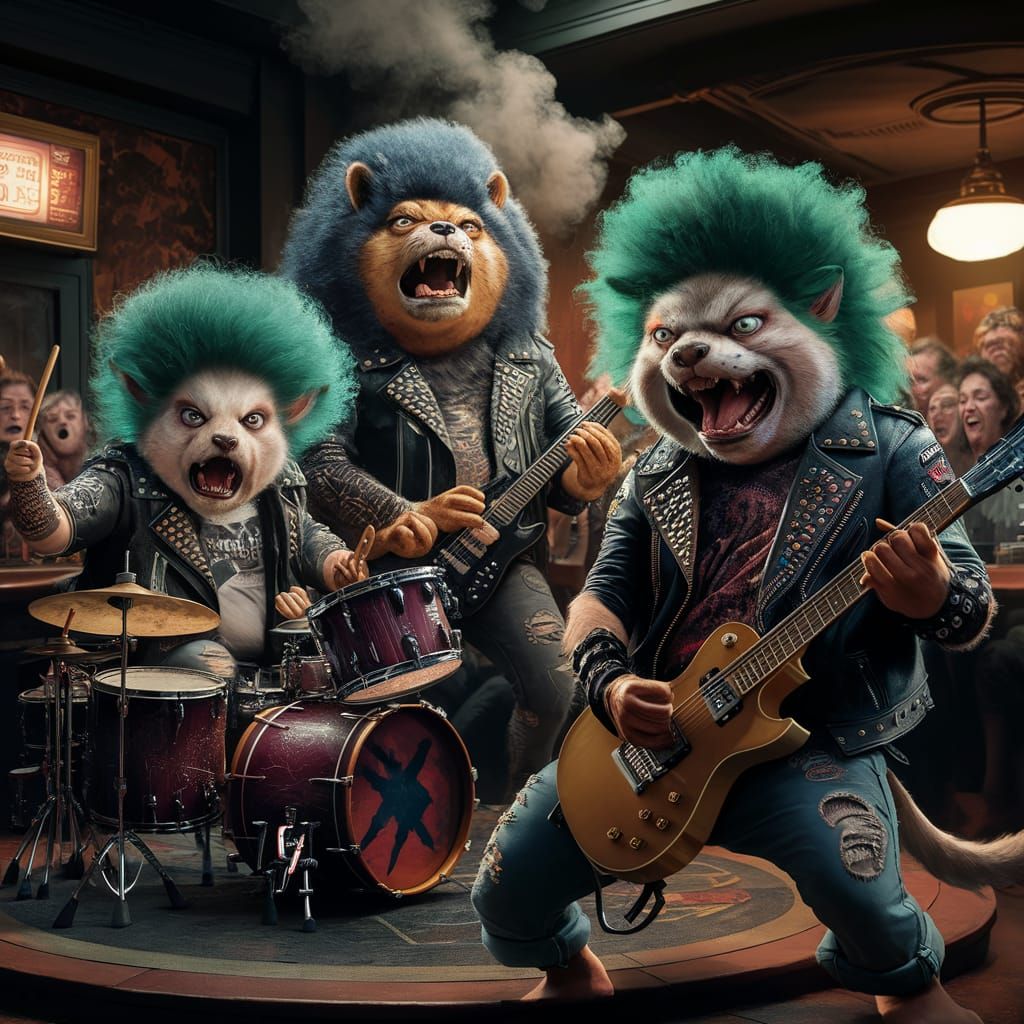 Anthropomorphic Punk Band Rocks a 1970s Pub