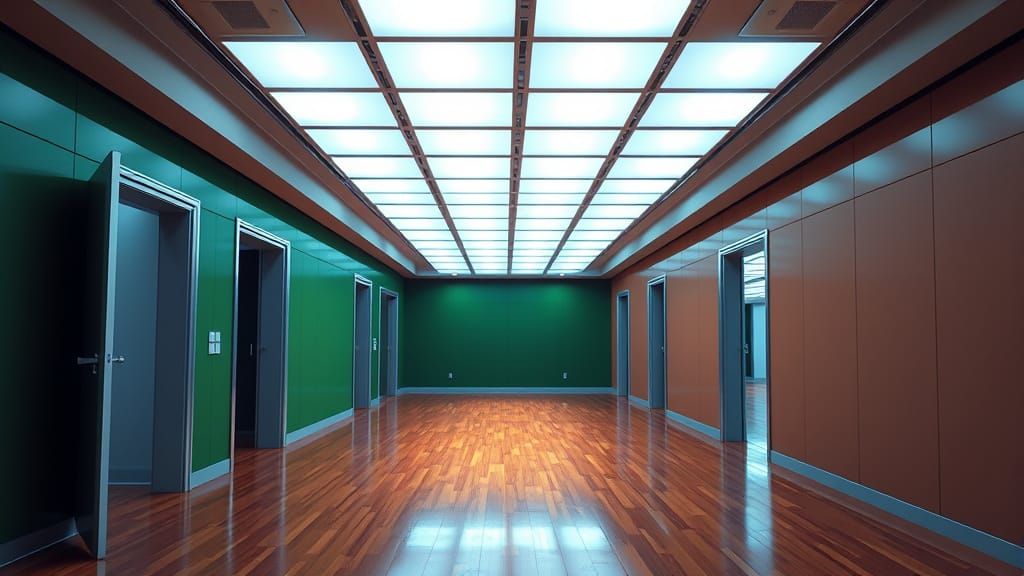 Modern Television Studio Hallway in Photorealistic Detail