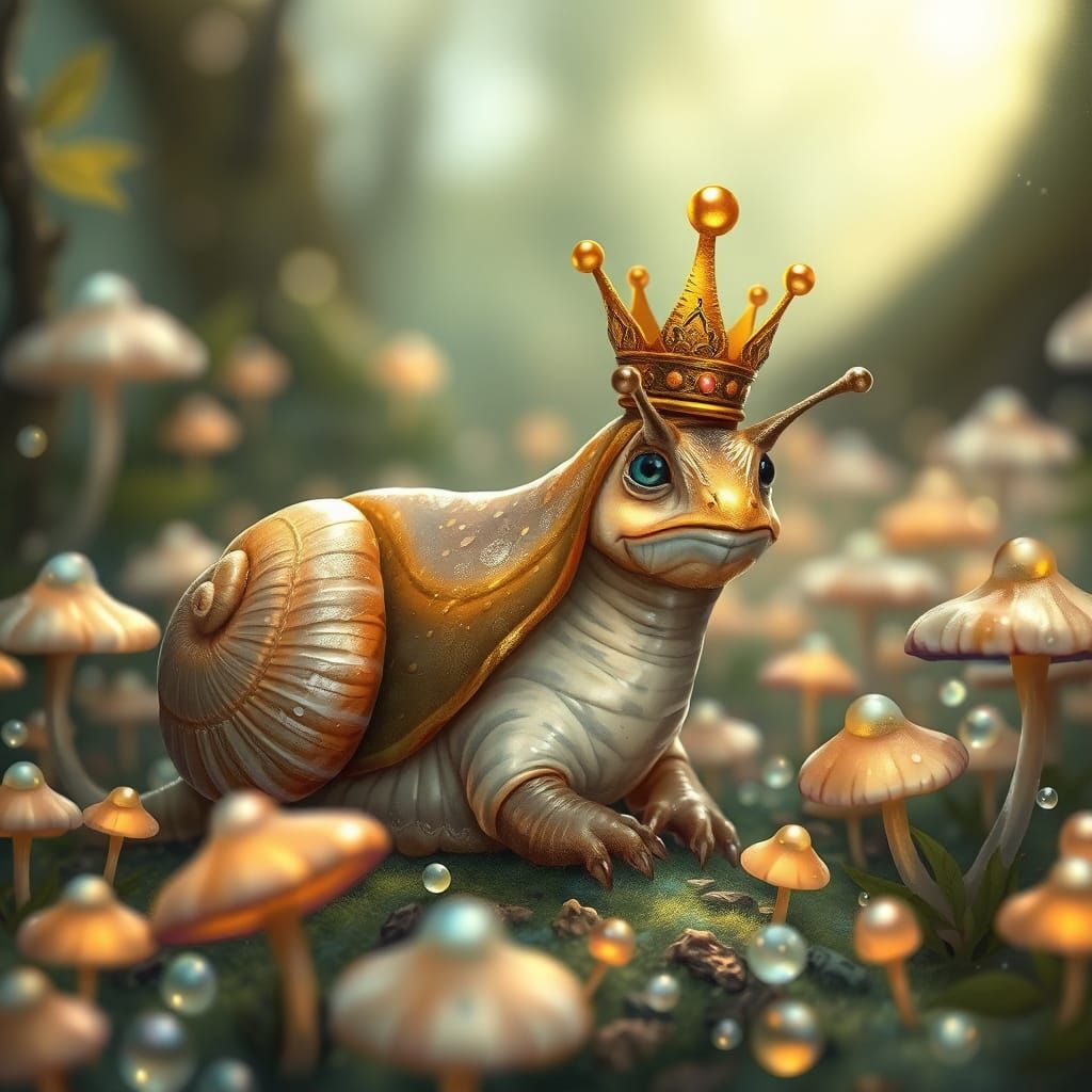 Crowned Slug in Enchanted Mushroom Garden