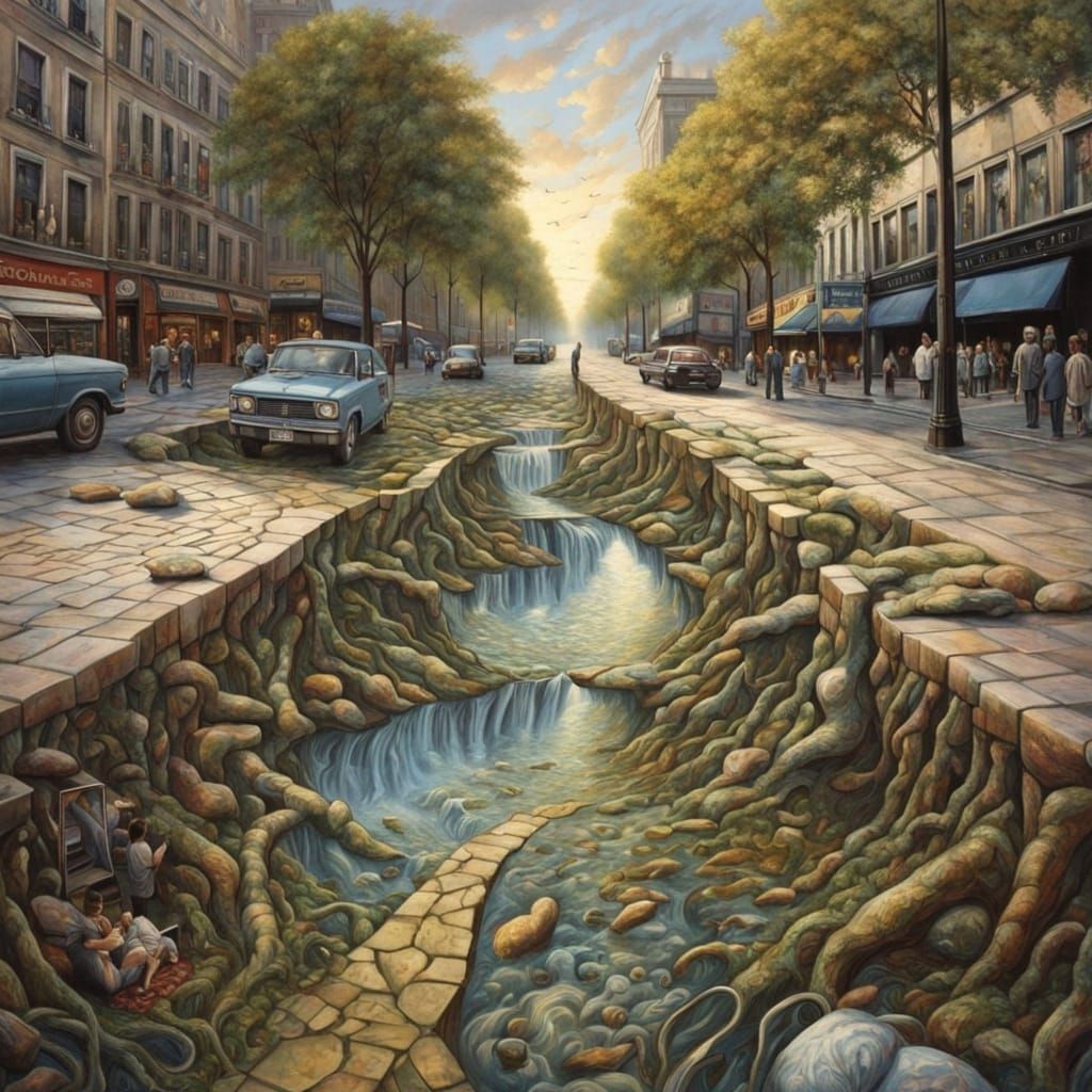Surreal Street Art Masterpiece in Hyperrealistic 3D