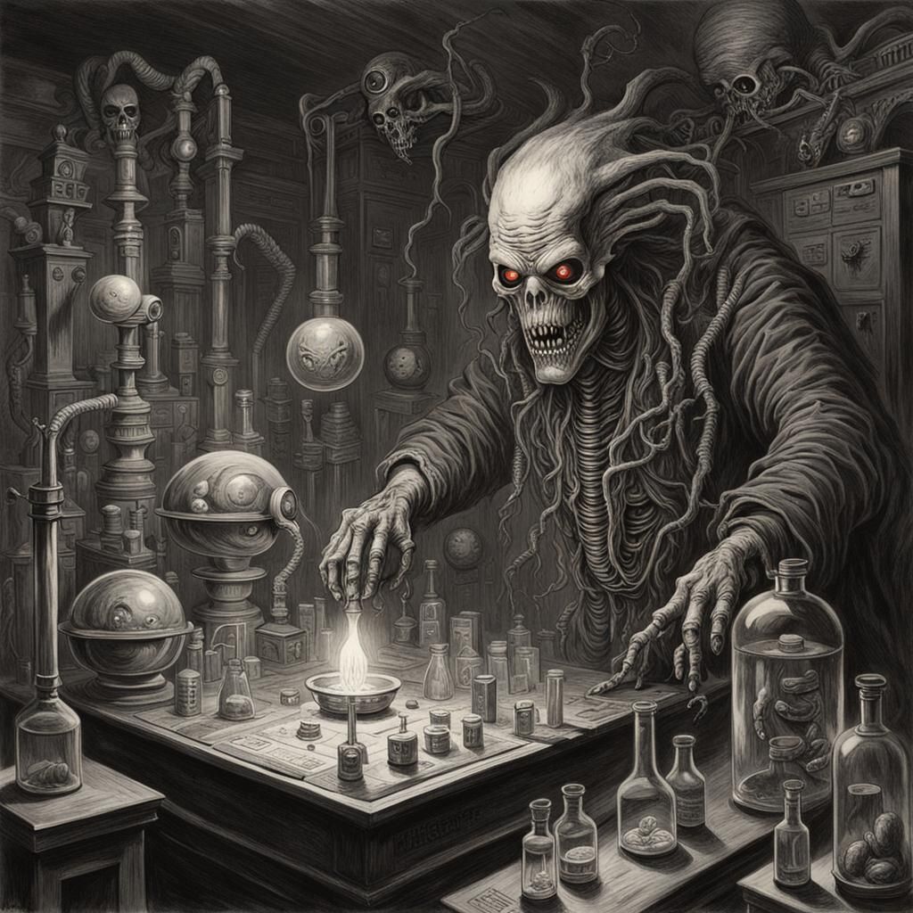 Sinister Mad Science Lab in Gothic Horror Style