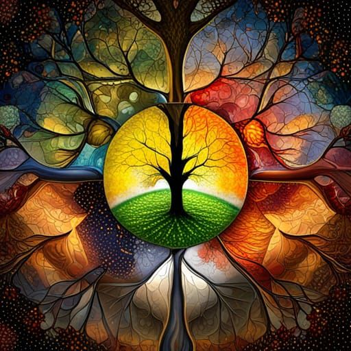 Seasonal Tree in Crystal Moon Glass Sculpture