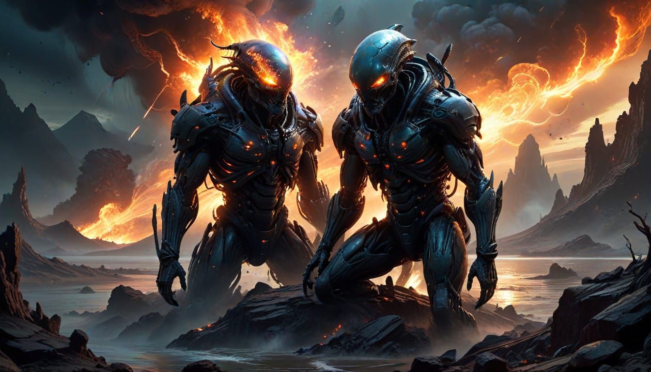 Dark Fantasy Alien Commander Rises from the Ashes