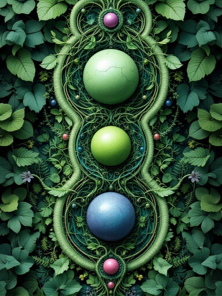 Abstract Nature Design with Interconnected Orbs