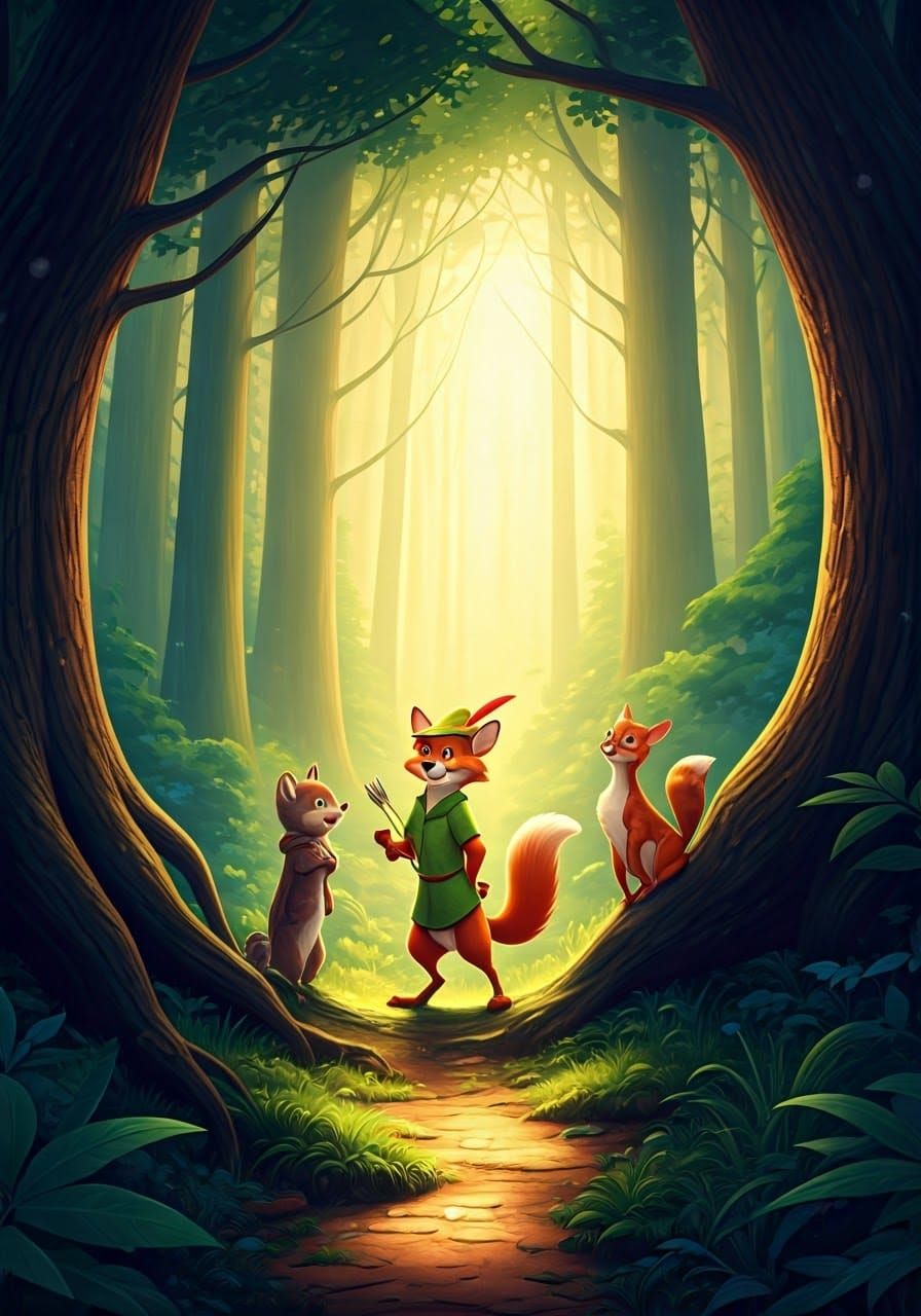 Whimsical Forest Friends in a Vibrant Cartoon Style