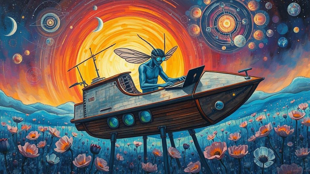 Sailing Spaceship in Glass Forest Galaxy