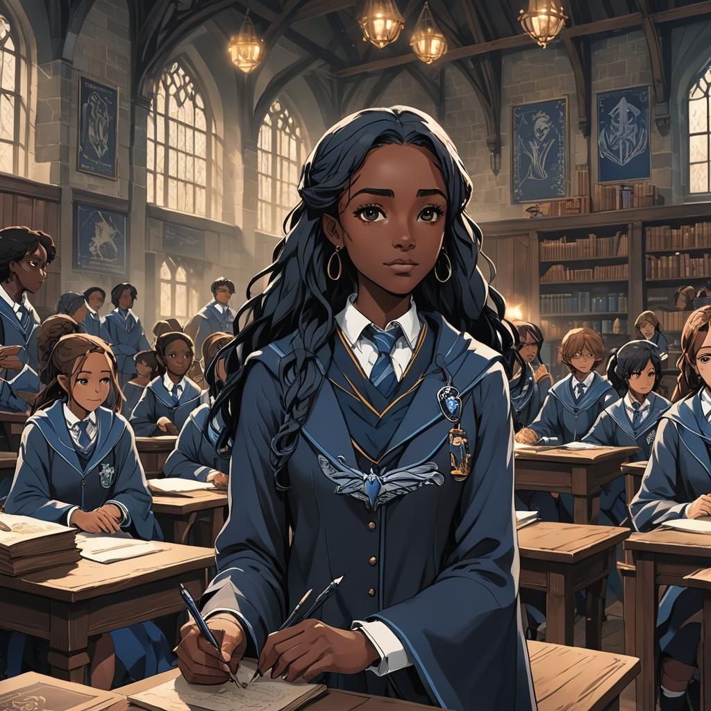 Black Hogwarts Student in Anime Style
