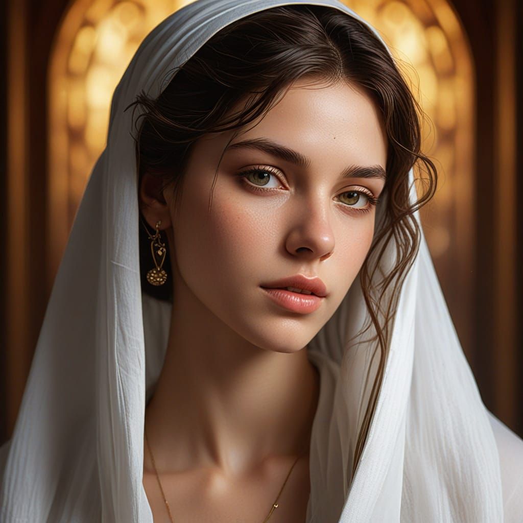 Renaissance Portrait of a Young Woman in Golden Light