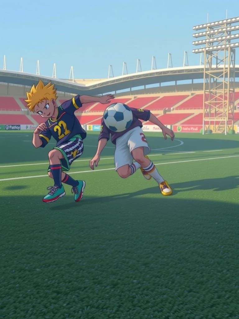 Energetic Futsal Action in Vibrant Anime Style