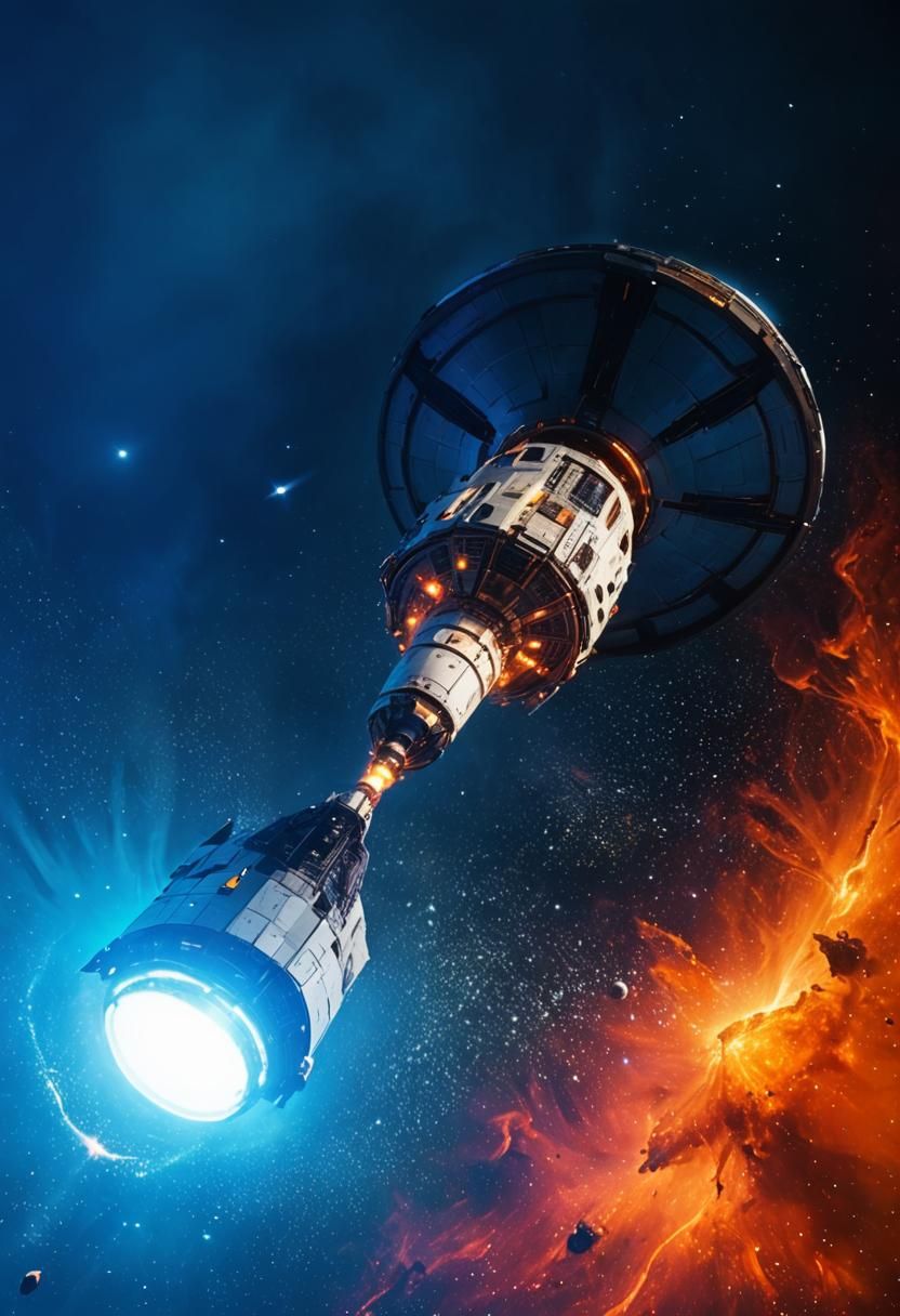 Bussard Ramjet Spacecraft in Deep Space: Sci-Fi Art