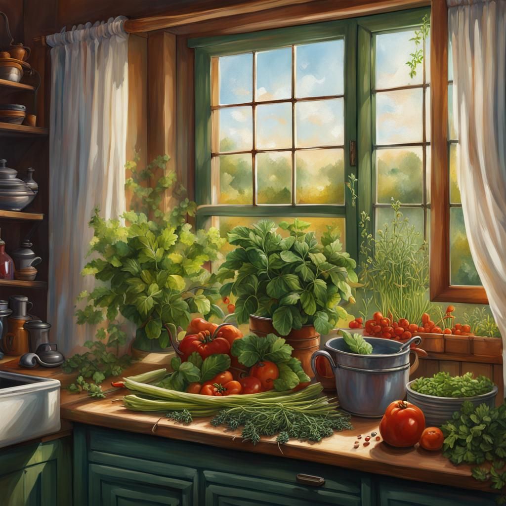 Hyperrealistic Herbs and Garden View