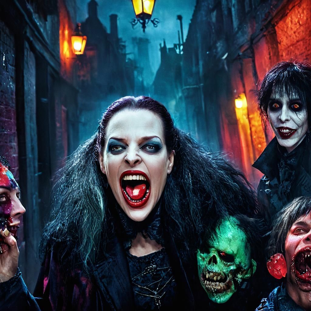 Vampire Woman Offers Poison Candy: Dark Fantasy Portrait