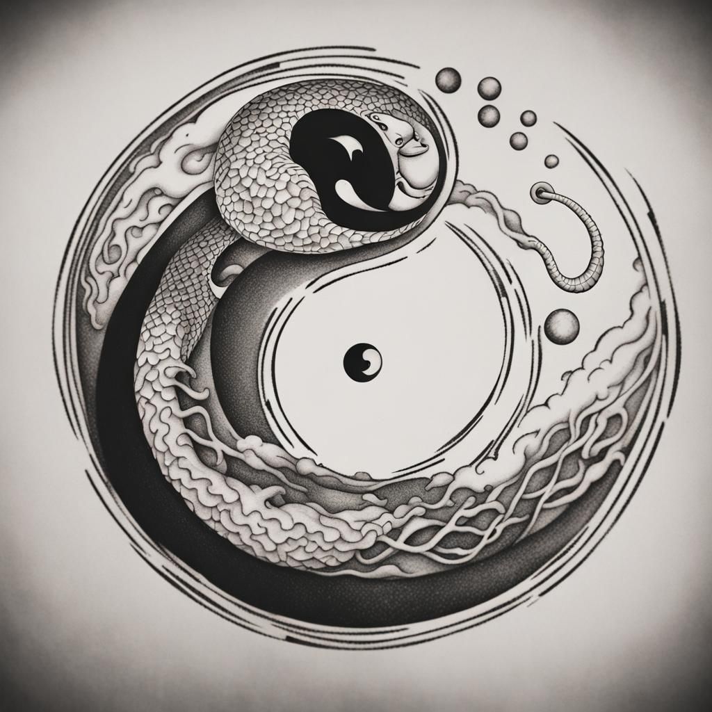 Earth Snake Tattoo Design in Charcoal Style
