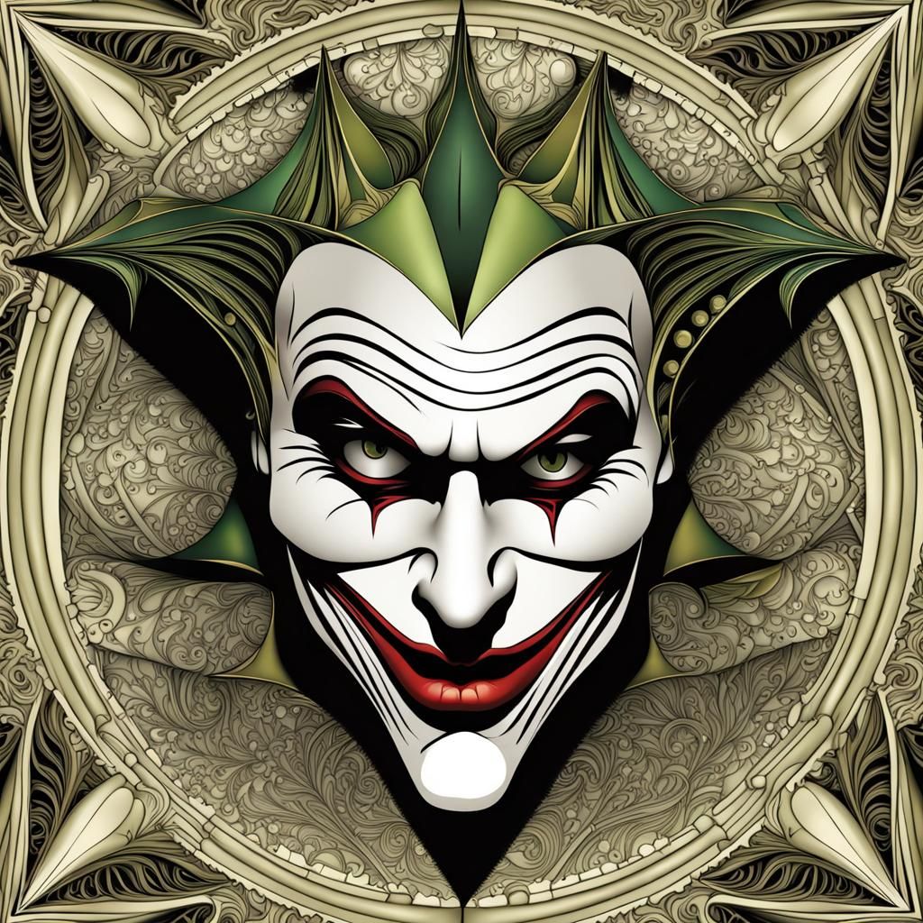 Abstract Tarot Joker Card with 3D Shading